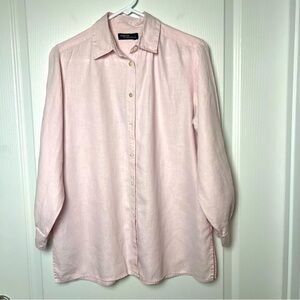 Vintage Valerie Stevens 💯% linen shirt, light pink, size medium
